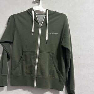 Sundance Forest Green Hoodie Size XS Full Zip Sweatshirt Cotton Thumb hole